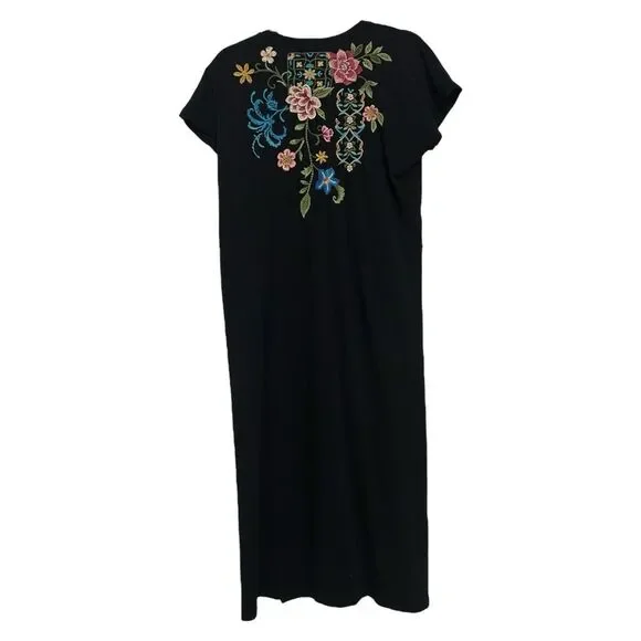 JOHNNY WAS NWT Boho Floral Embroidered Relaxed Knit Midi Dress - Picture 9 of 16